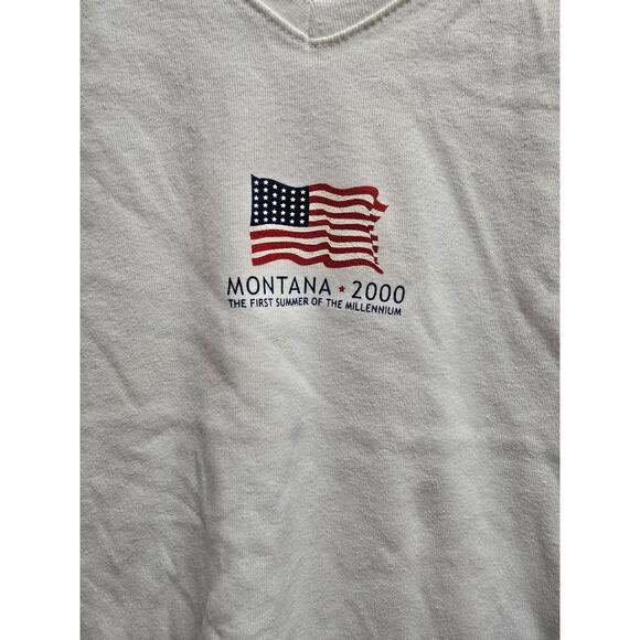 Y2K Large Sleeveless Montana First Summer Of The New Millennium White Tank Top - Picture 2 of 7